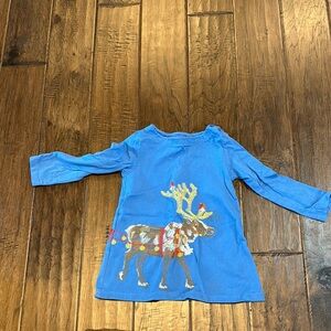 Mini Boden Blue Kids Reindeer Shirt